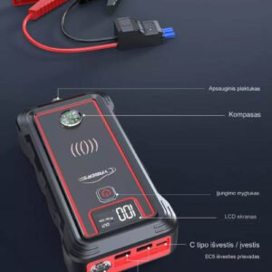 Powerful Power Bank Car Battery Booster Charger 2500A 23800mAh with 10W Wireless Charger Užsisakykite Trendai.lt 15