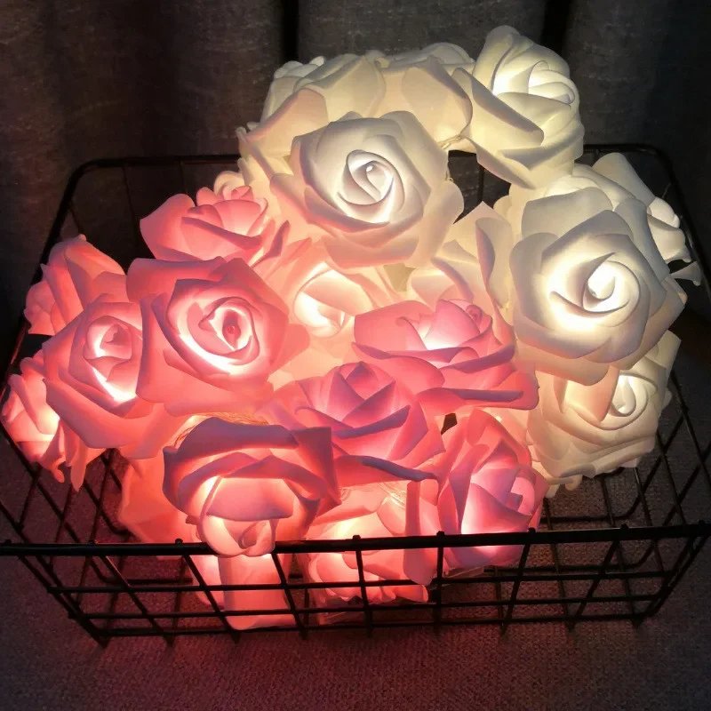 Romantic Illuminated Garland of Light Bulbs in the Shape of Rose Rings Užsisakykite Trendai.lt