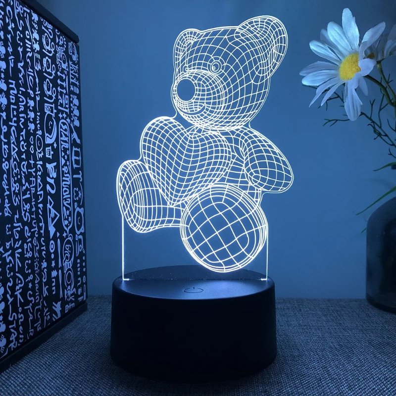 Night Lamp with 3D Bear Effect and remote control Užsisakykite Trendai.lt