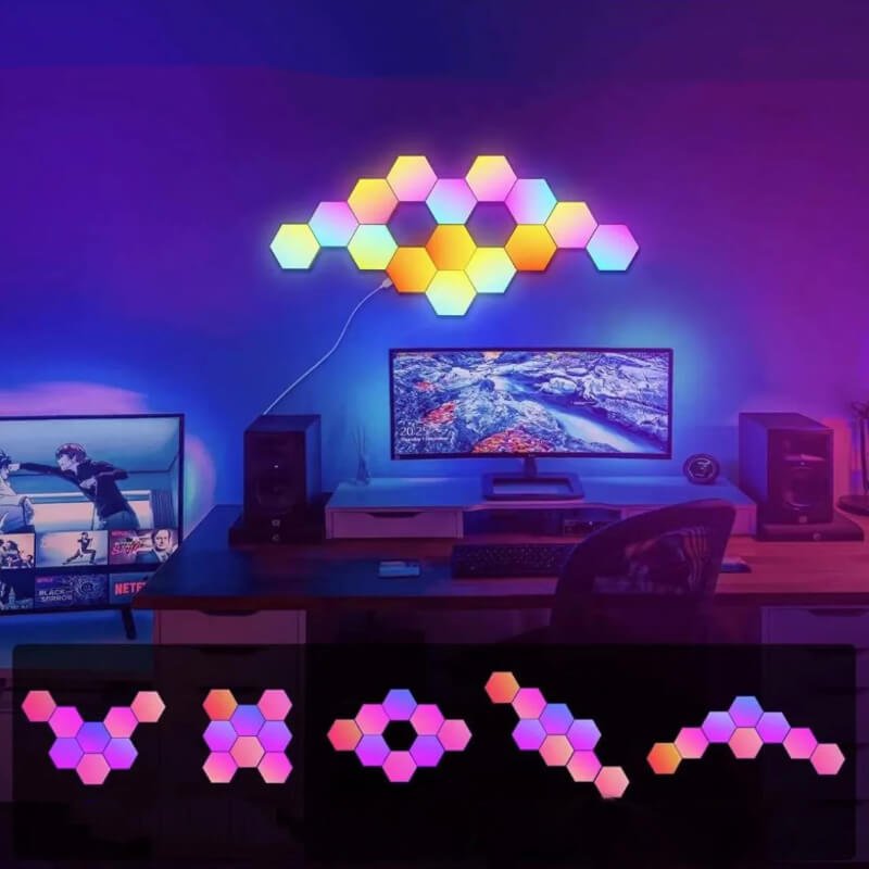 Smart Hexagon Connectable RGB LED Wall Light with App Control Užsisakykite Trendai.lt